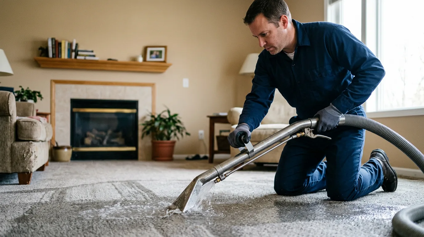 Water damage restoration technician working near Quincy, KY